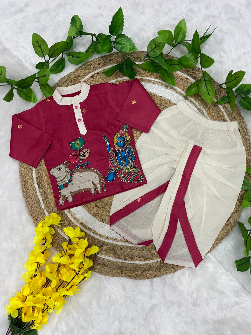 Kalamkari Boys Dhoti-Kurta Set*