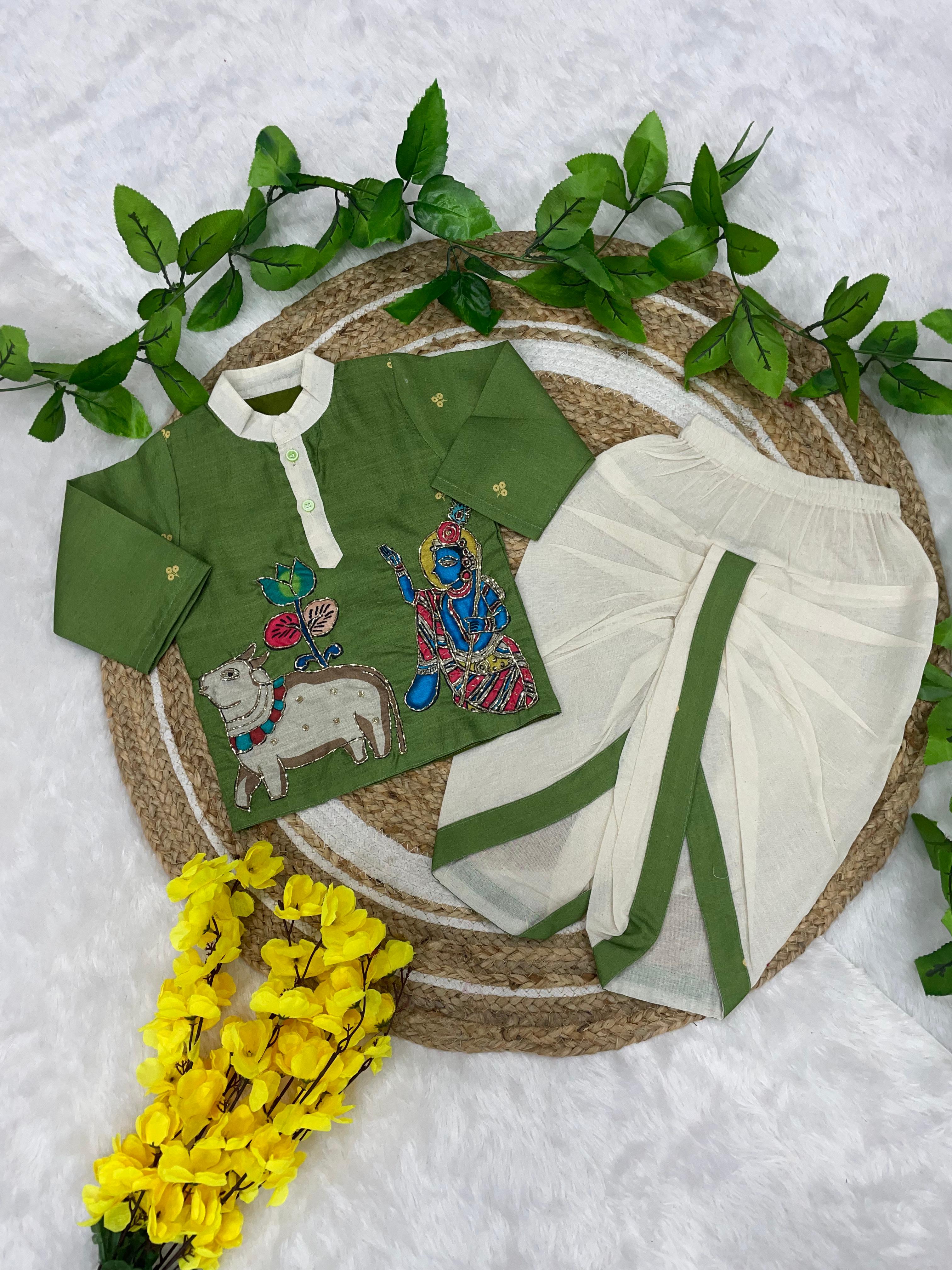 Kalamkari Boys Dhoti-Kurta Set*