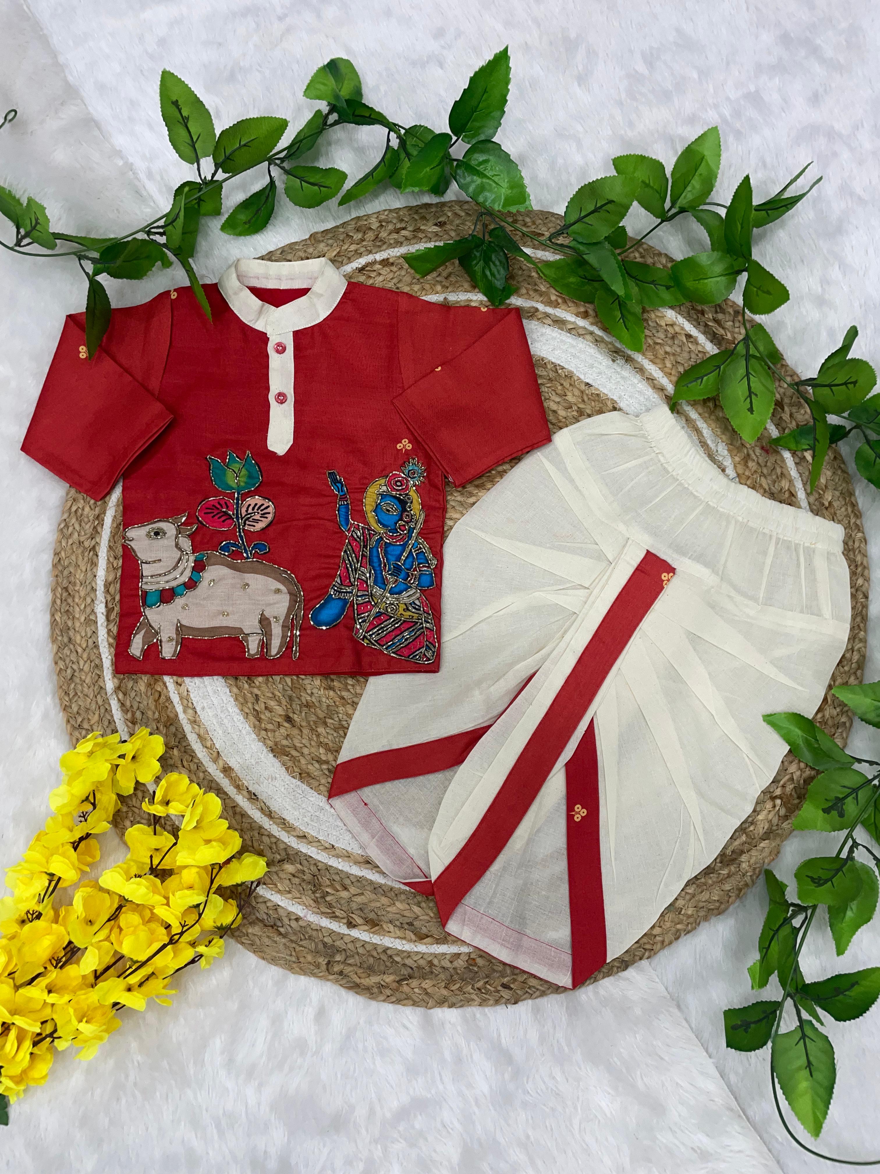 Kalamkari Boys Dhoti-Kurta Set*
