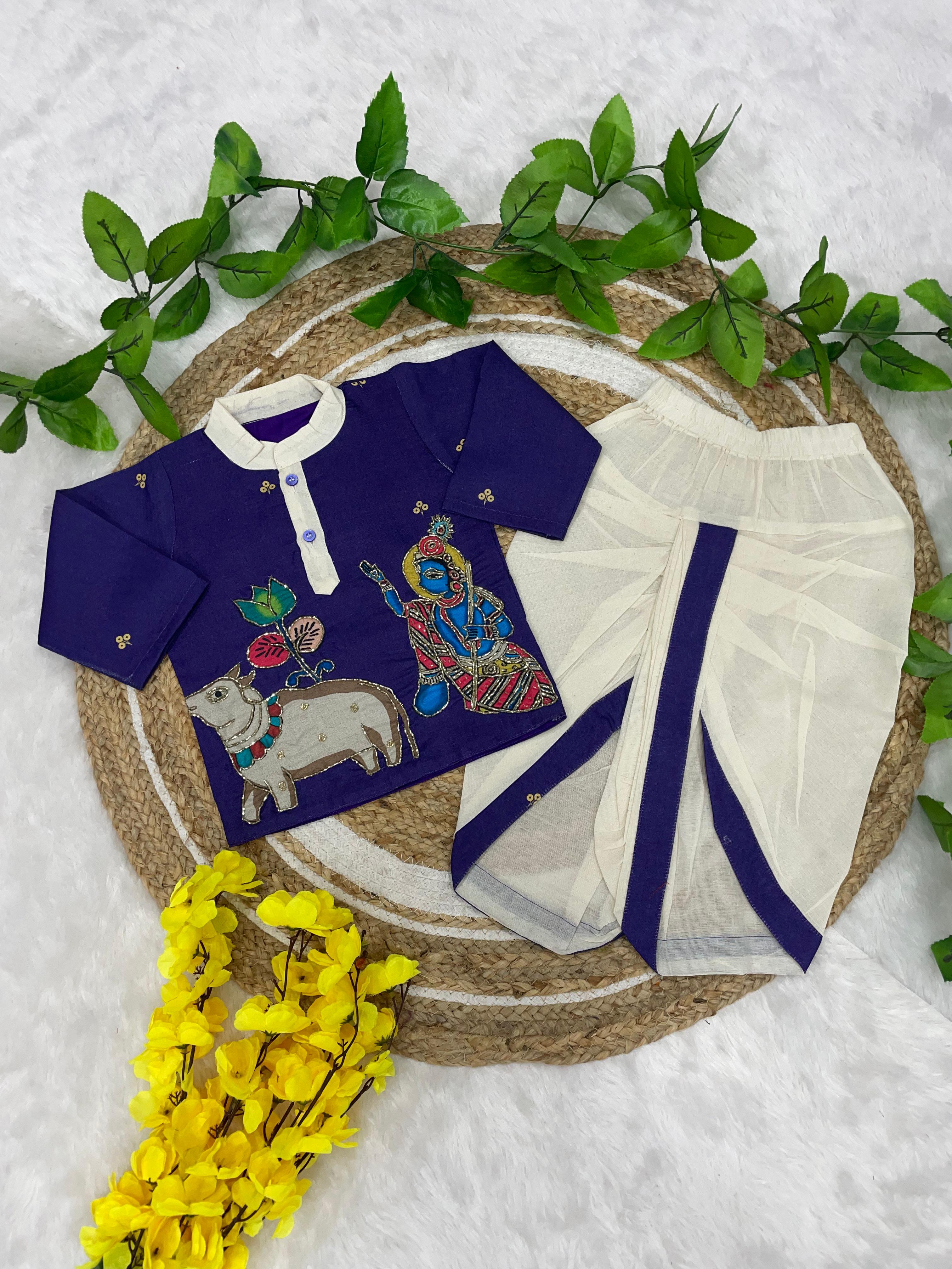 Kalamkari Boys Dhoti-Kurta Set*