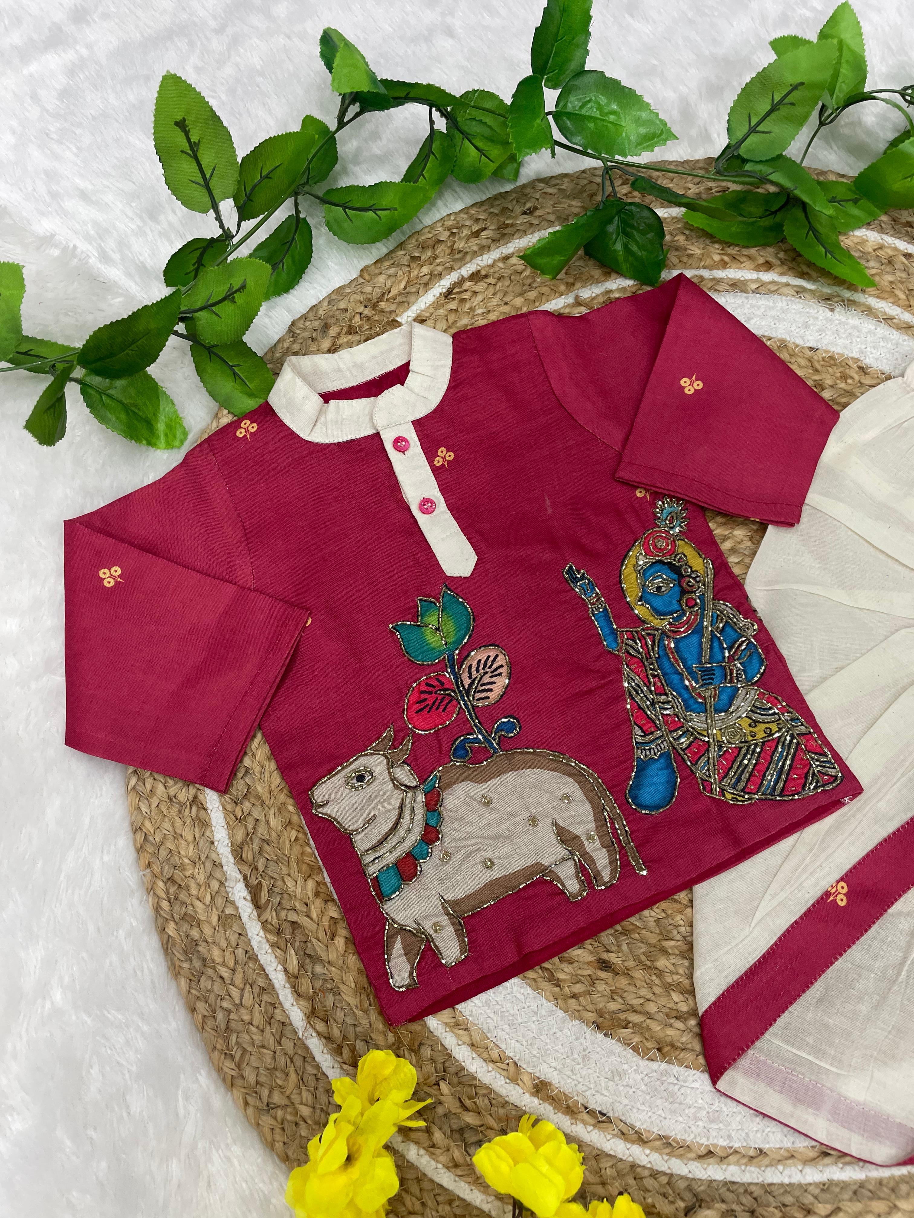 Kalamkari Boys Dhoti-Kurta Set*