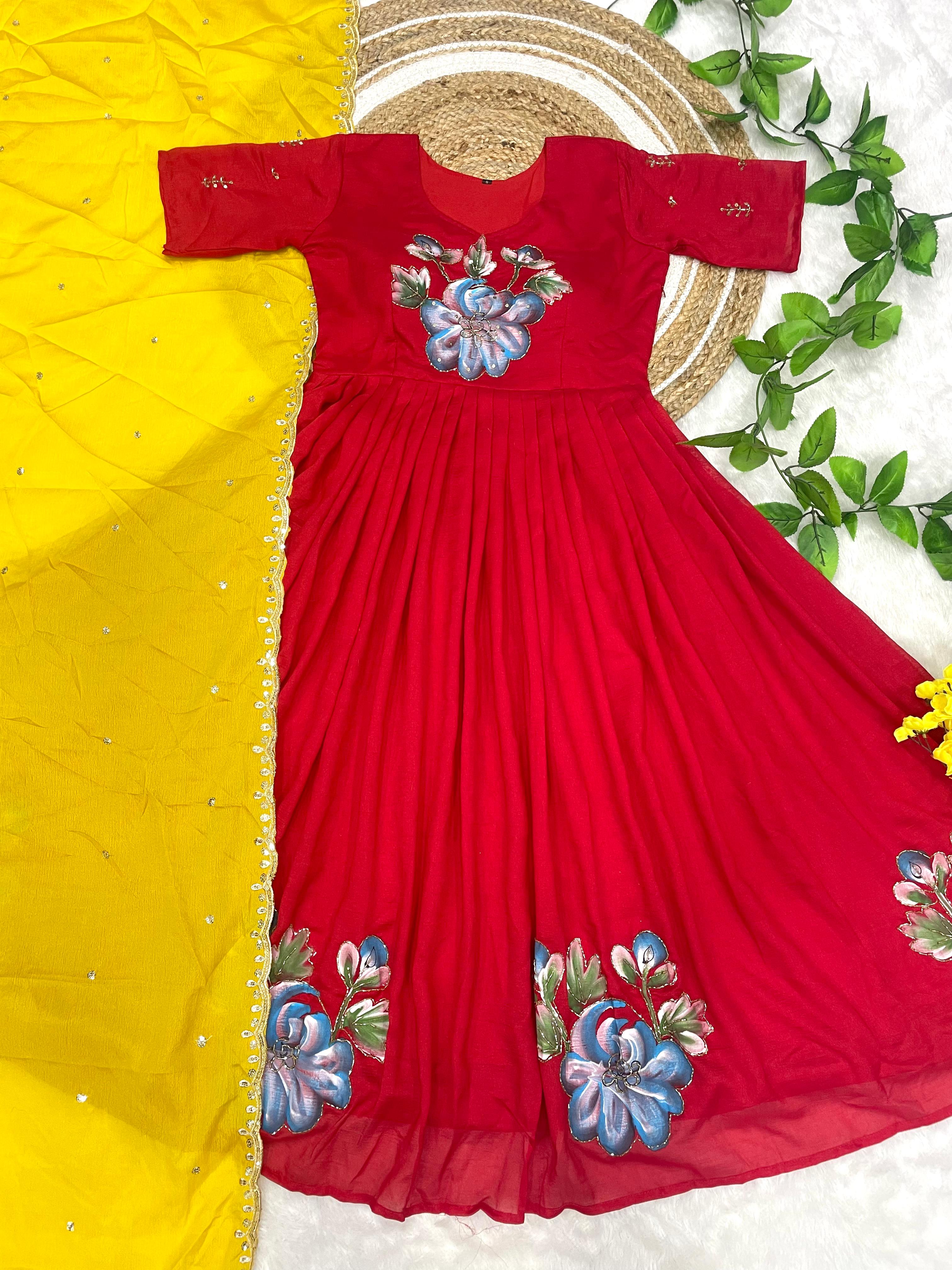 South super hit orignal brush print Gown ✨*