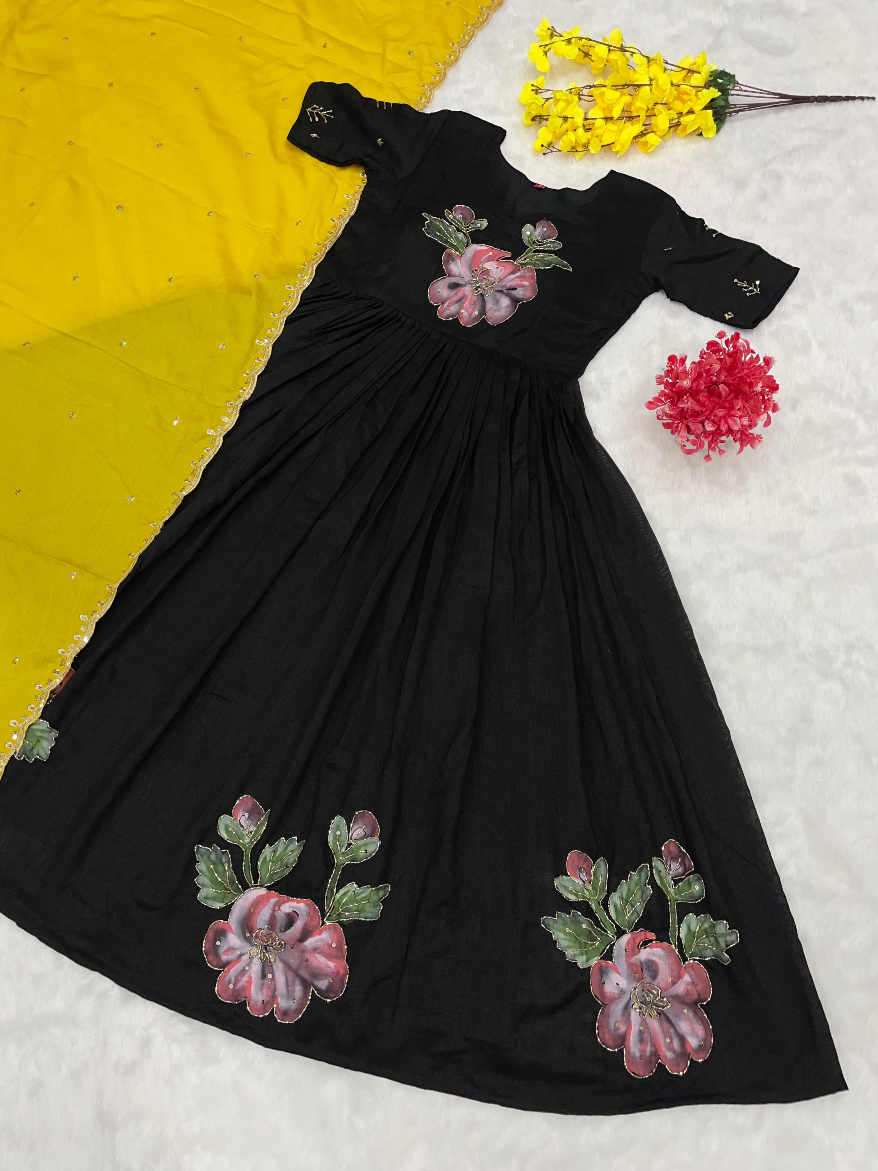 South super hit orignal brush print Gown ✨*