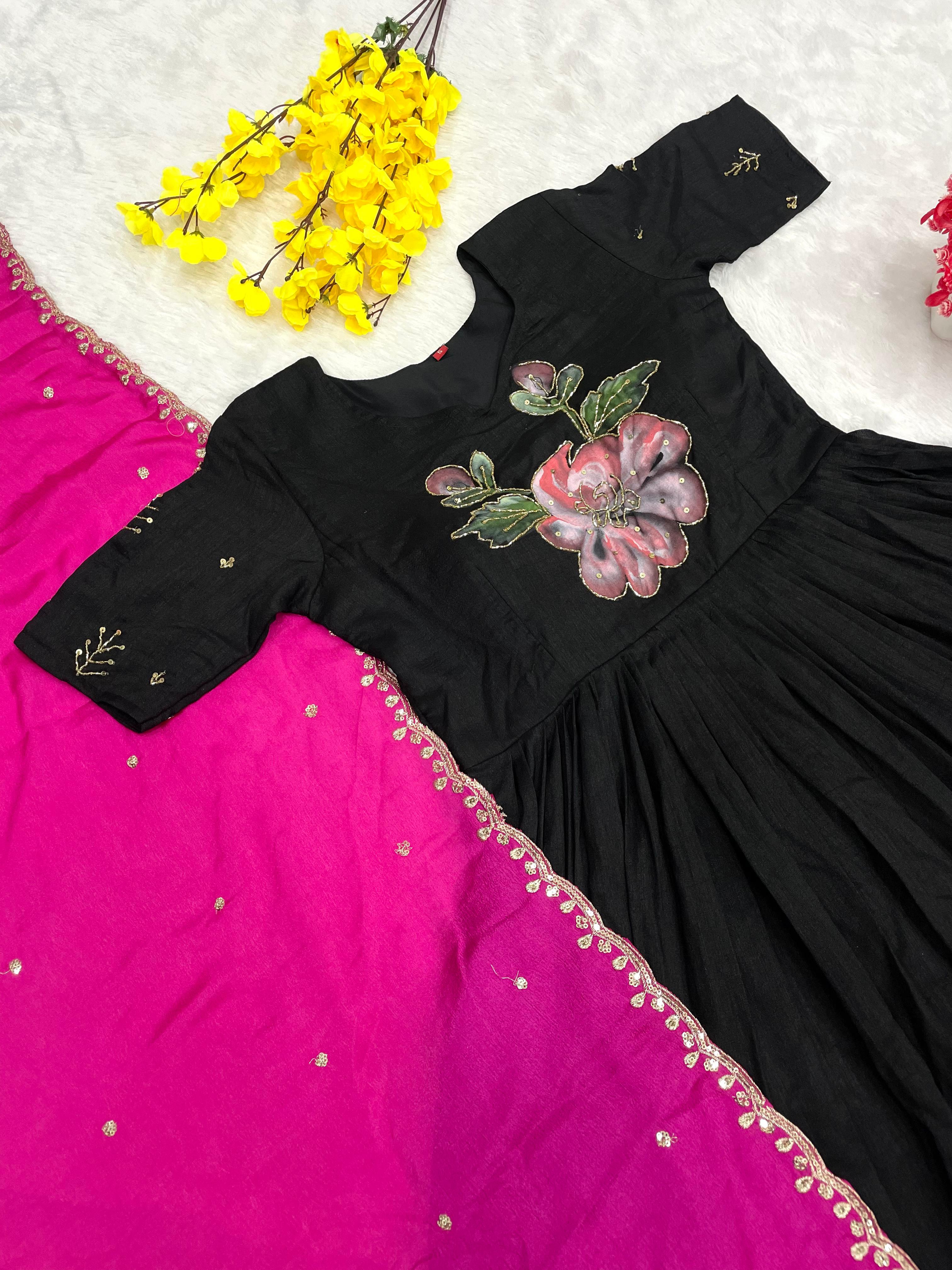 South super hit orignal brush print Gown ✨*