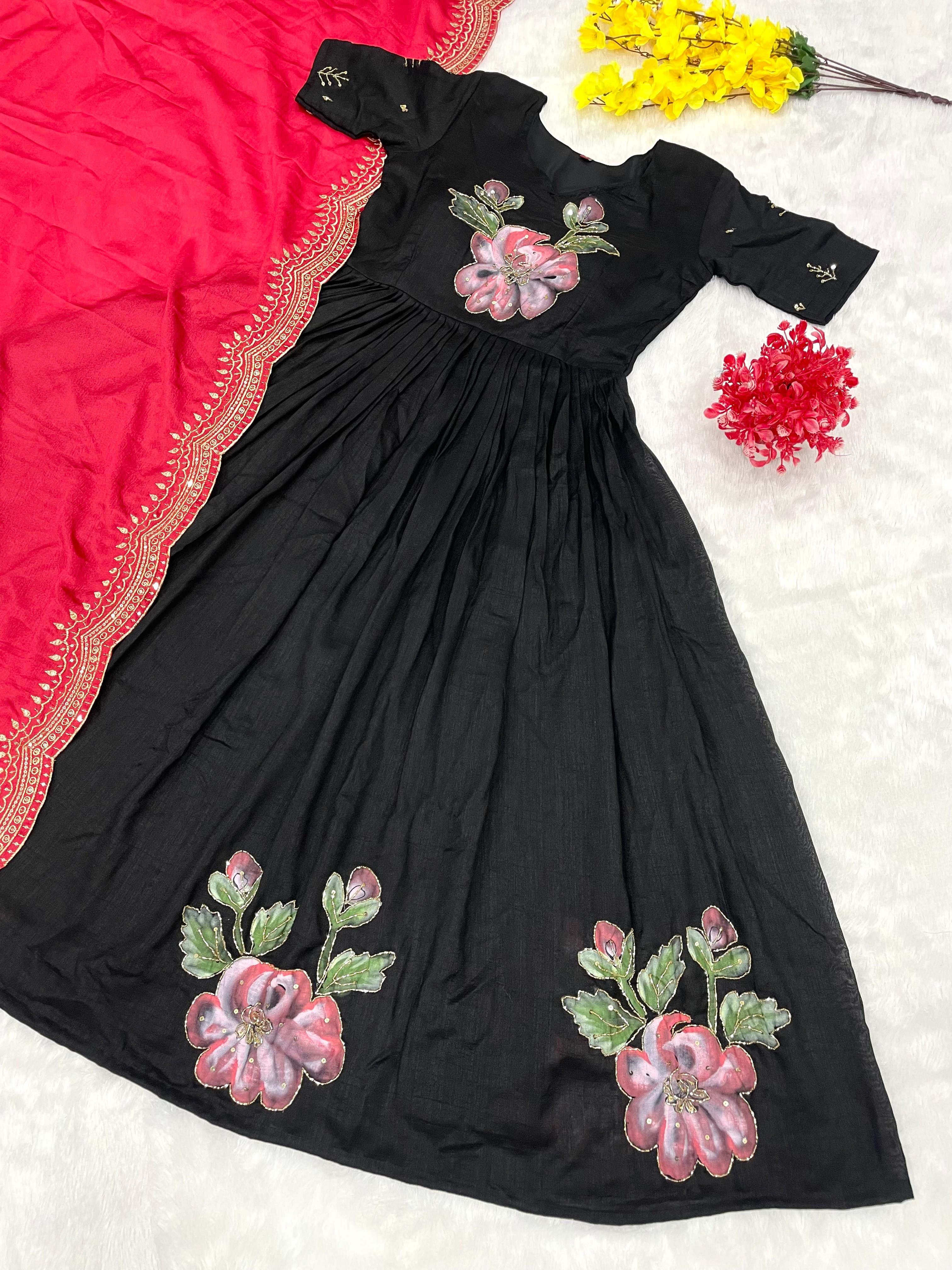 South super hit orignal brush print Gown ✨*