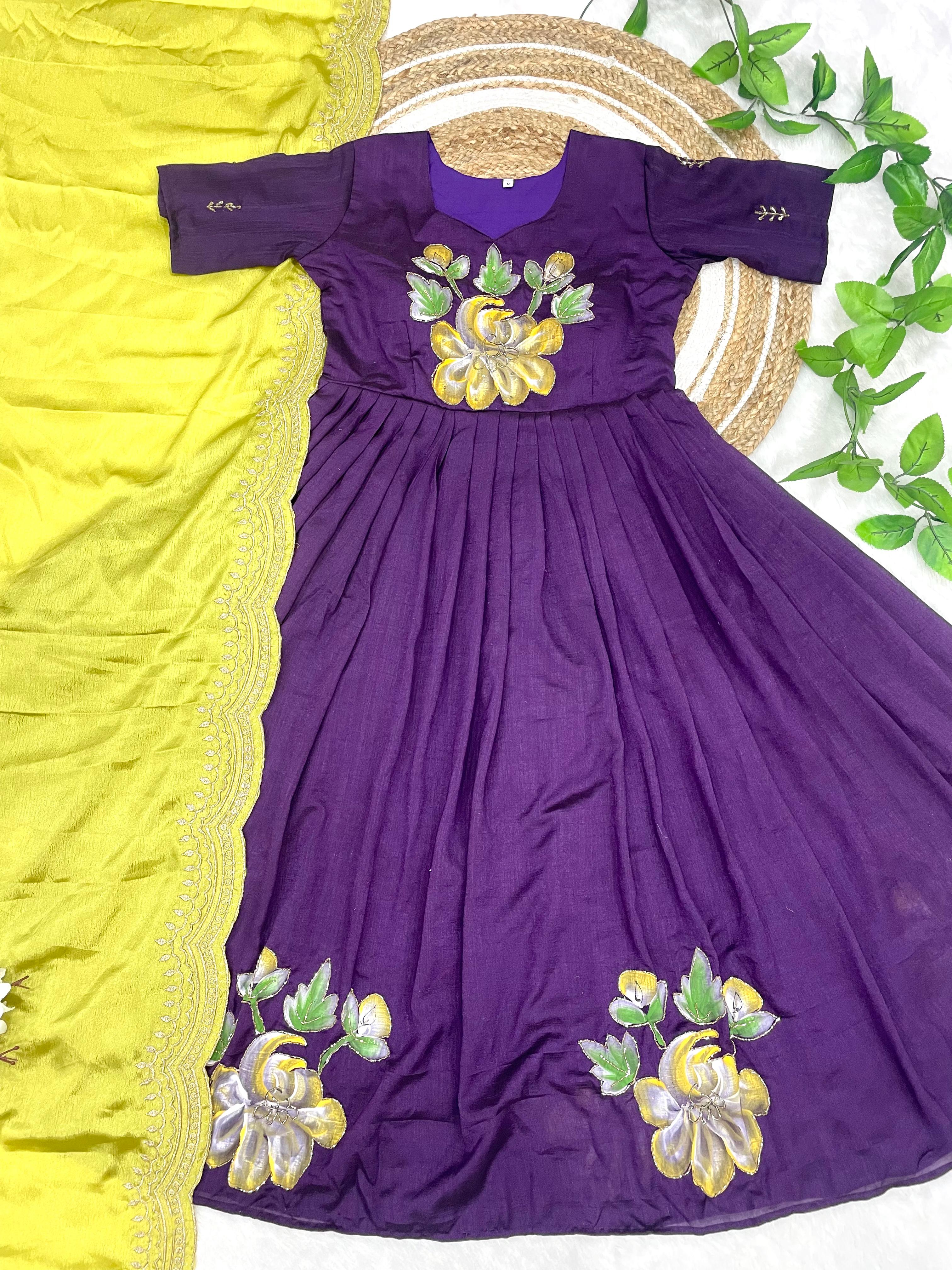 South super hit orignal brush print Gown ✨*