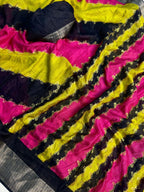 Marshmellow foil printe multi saree