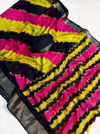 Marshmellow foil printe multi saree