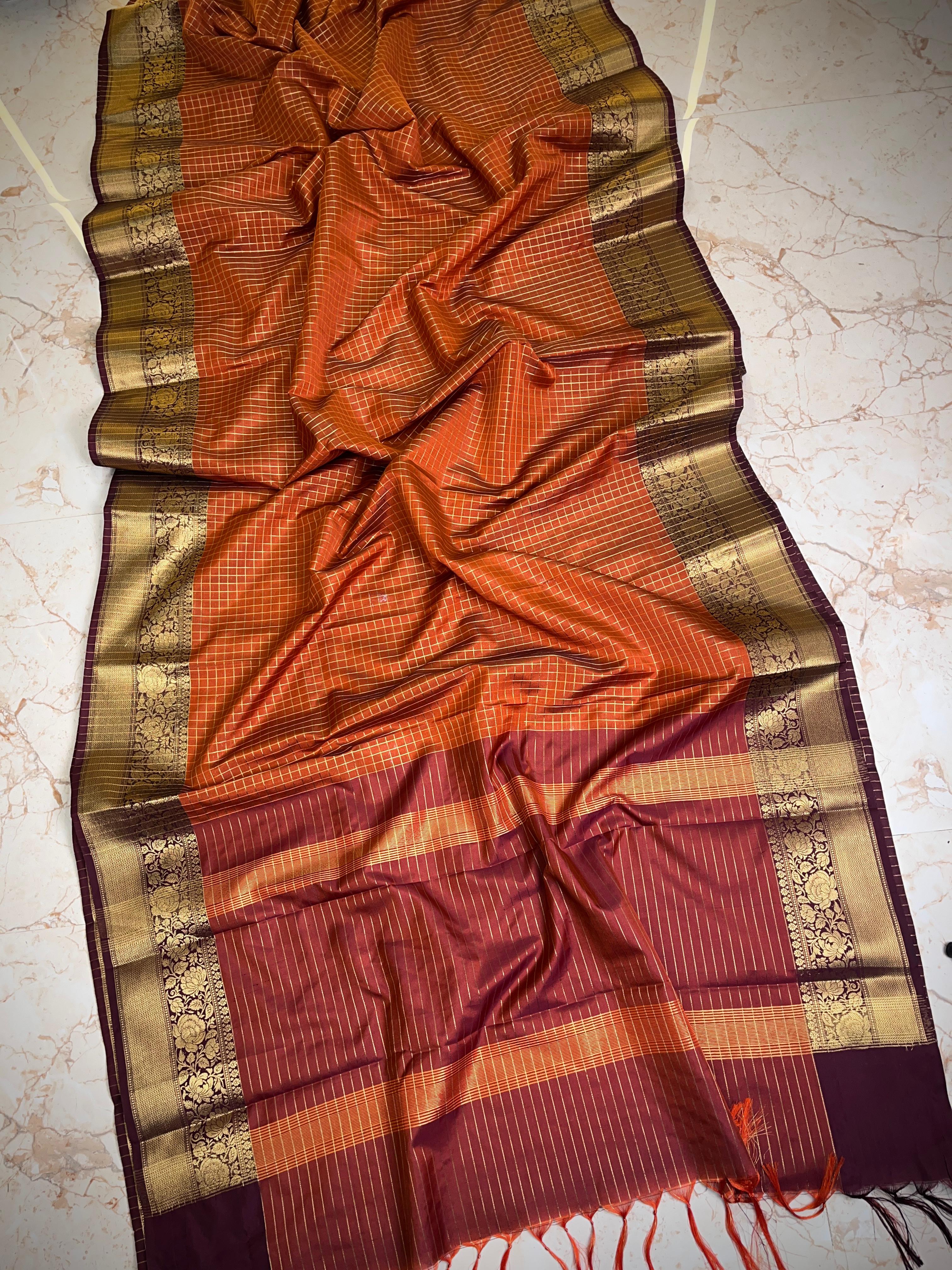 Vintage rust orange saree