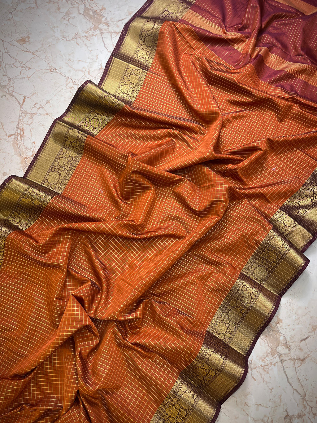 Vintage rust orange saree