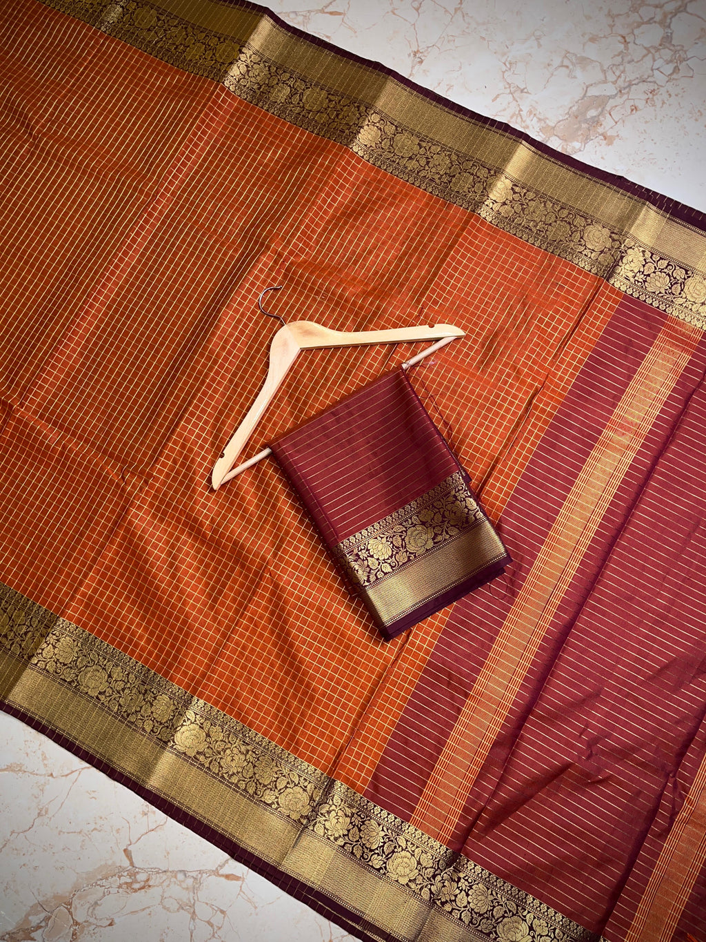 Vintage rust orange saree