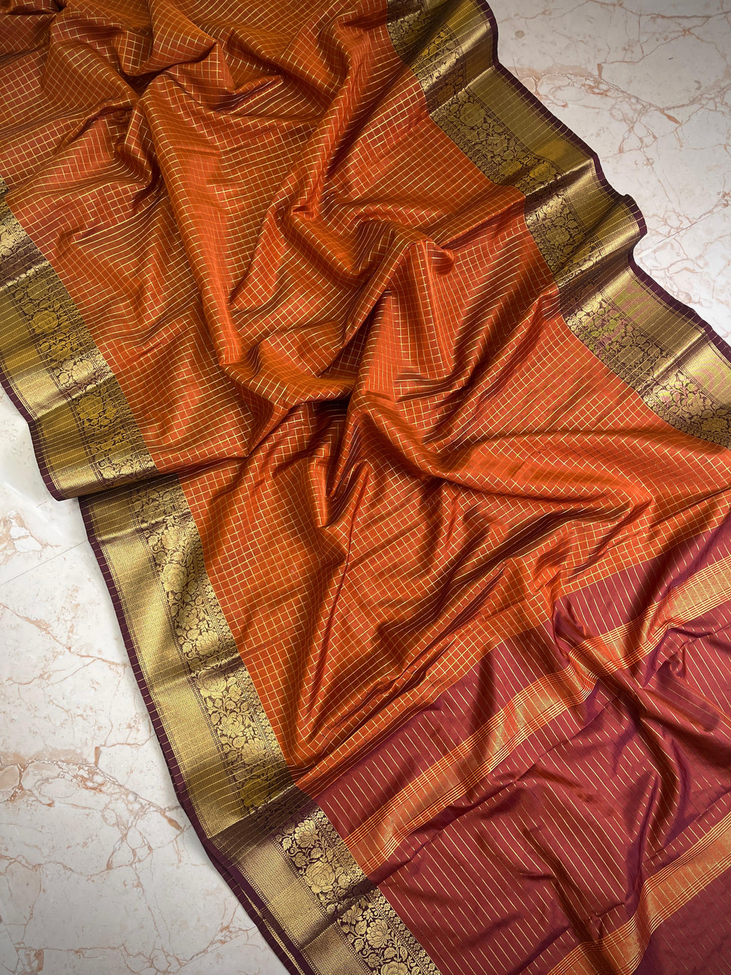 Vintage rust orange saree