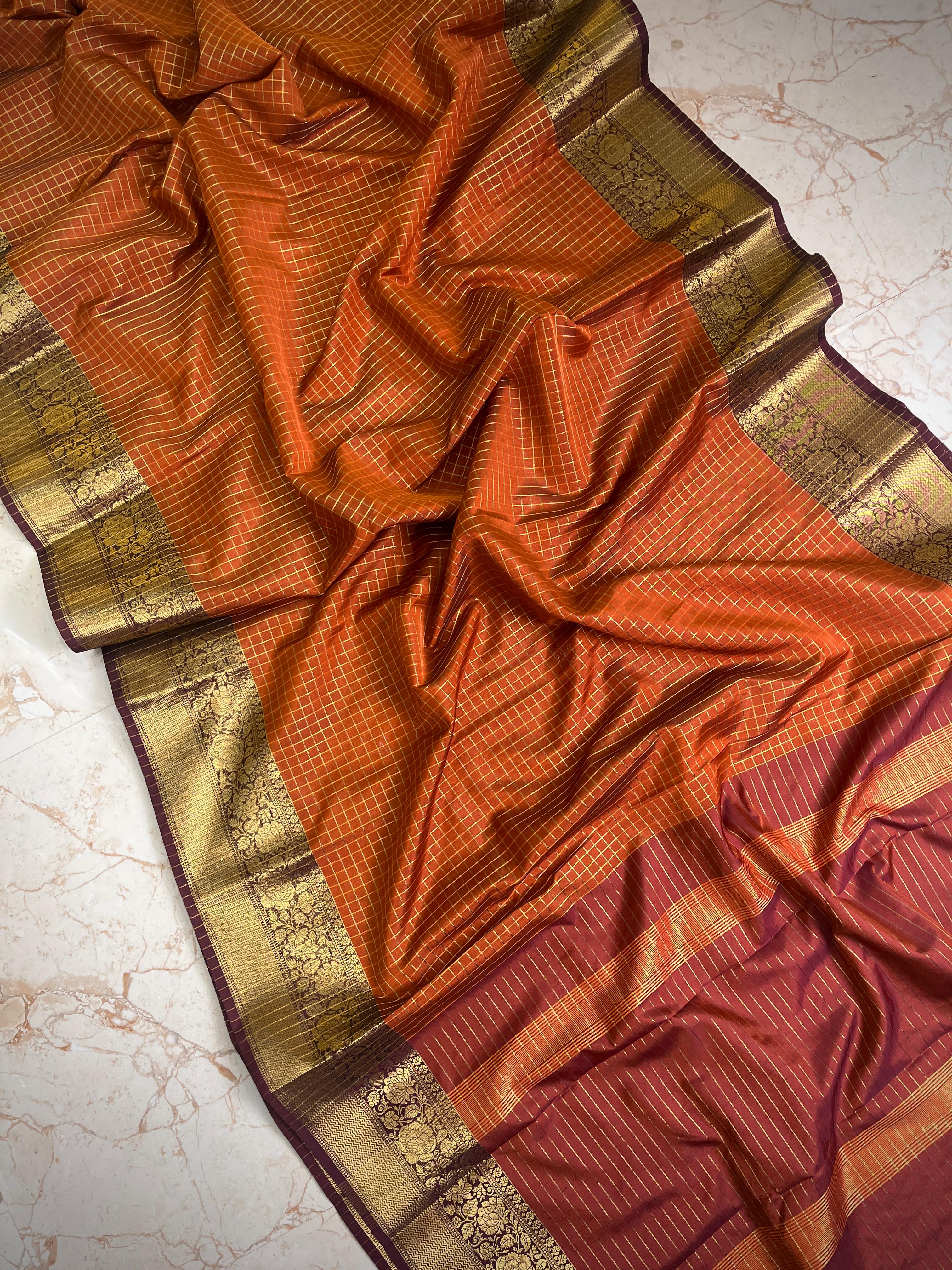 Vintage rust orange saree