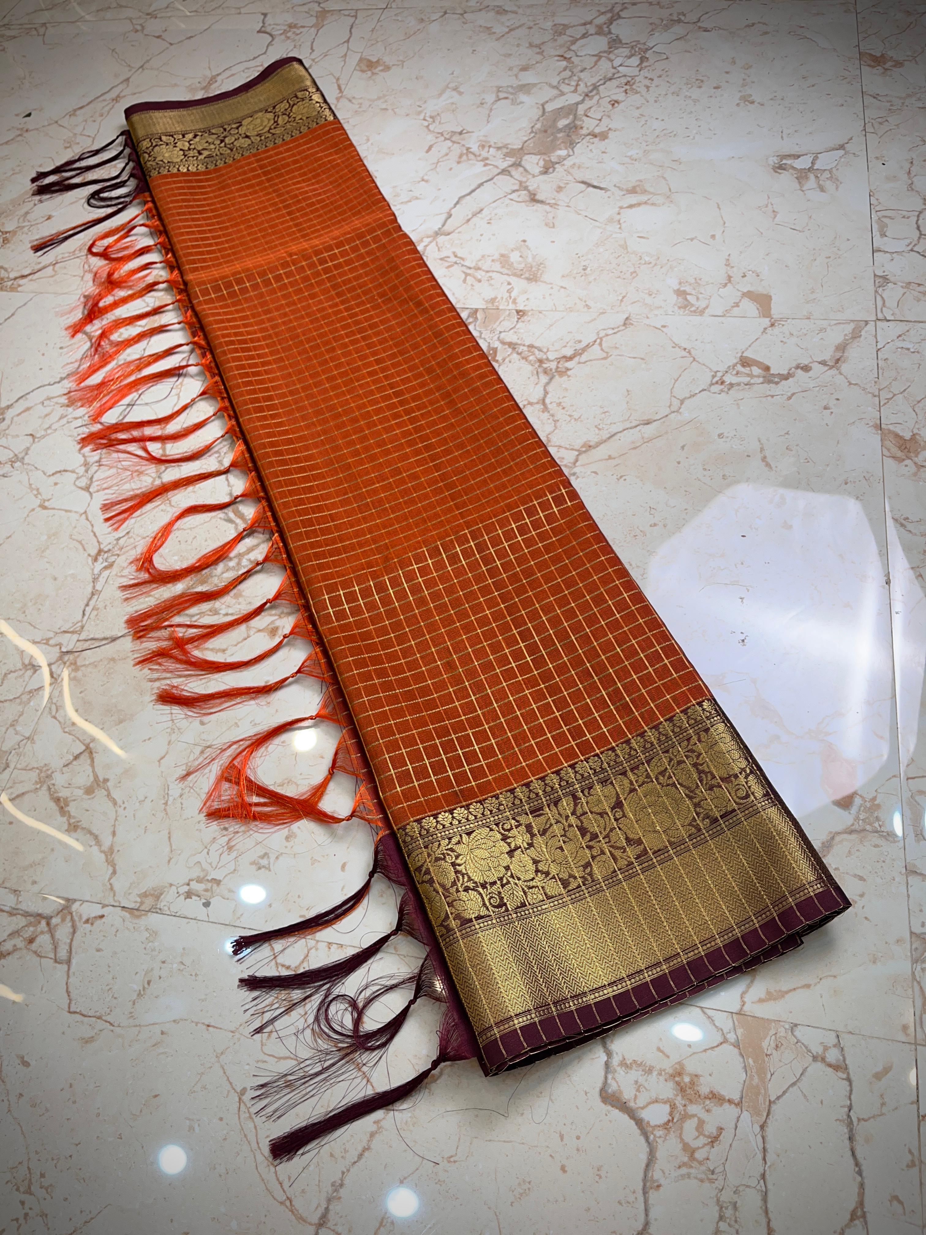 Vintage rust orange saree