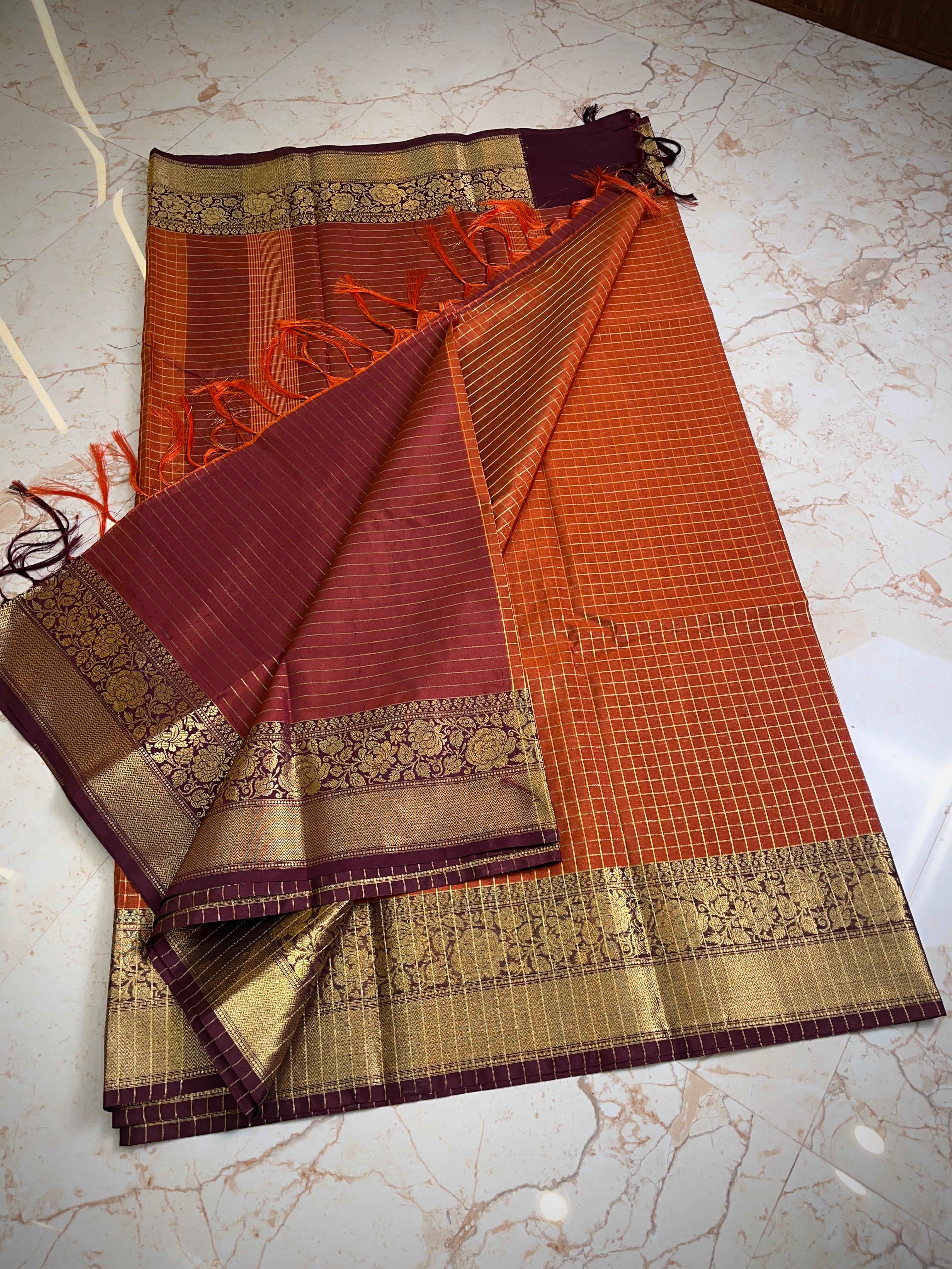 Vintage rust orange saree