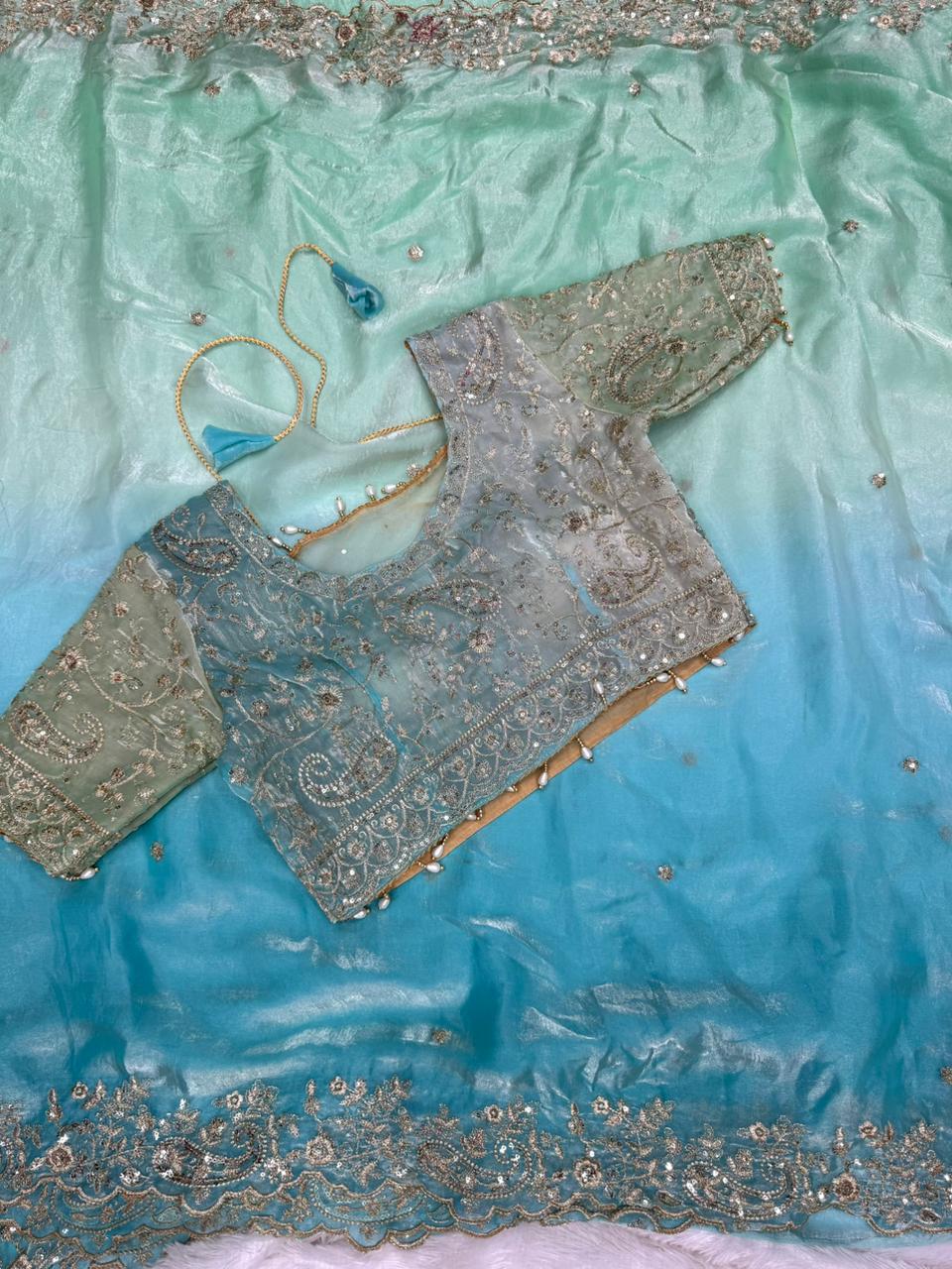 elegant rich look fendy satin pedding  beautiful embroidery