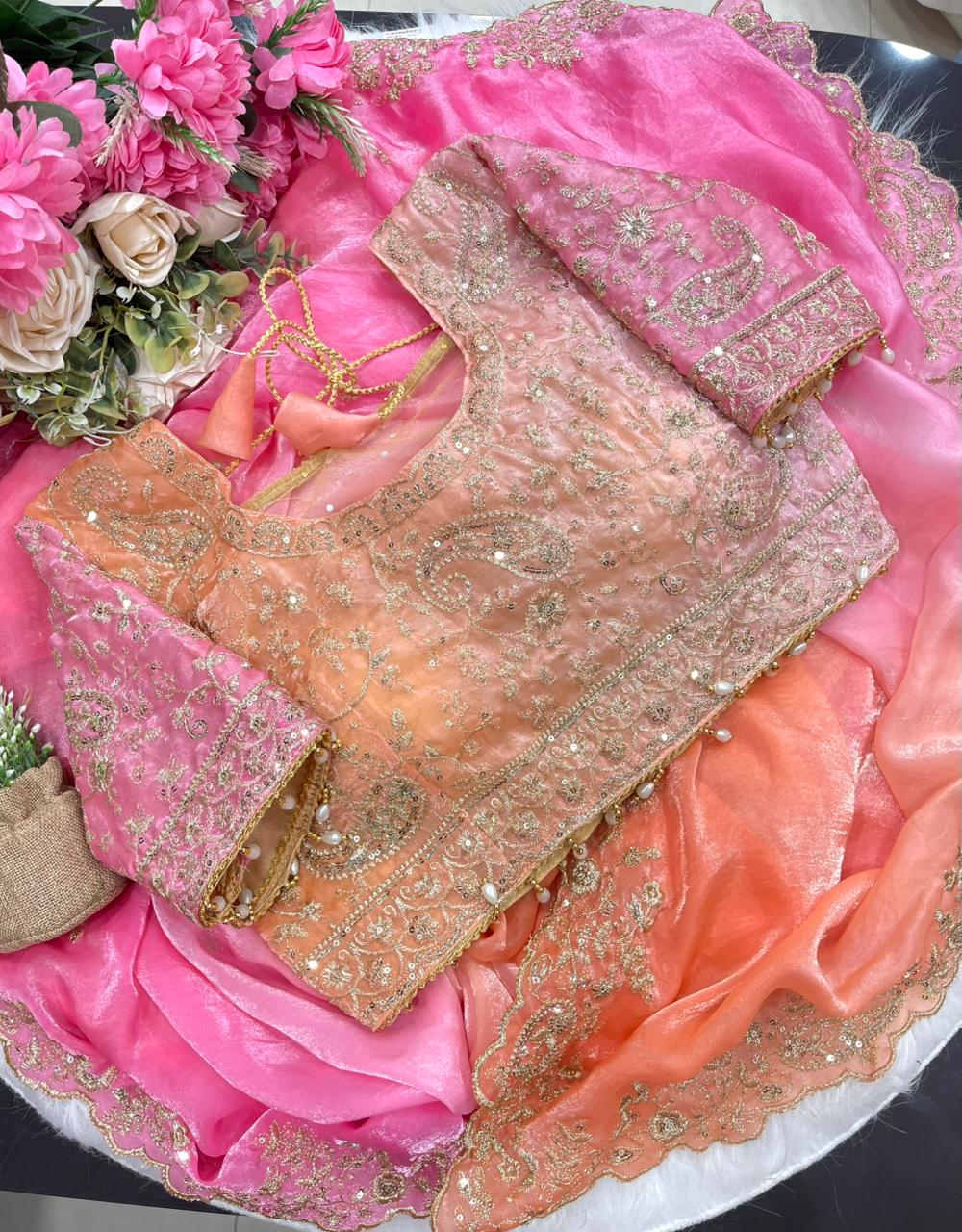elegant rich look fendy satin pedding  beautiful embroidery