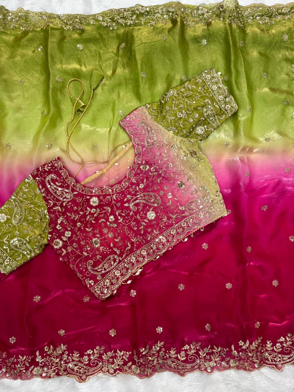 elegant rich look fendy satin pedding  beautiful embroidery