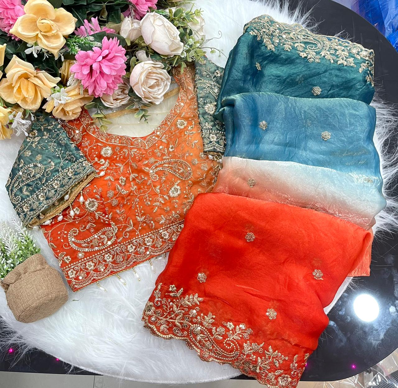 elegant rich look fendy satin pedding  beautiful embroidery