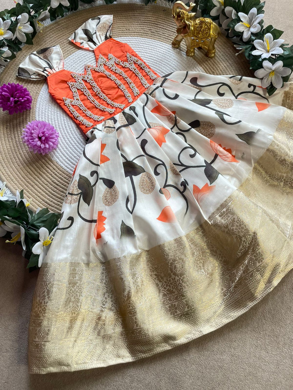Moti Work silk gown