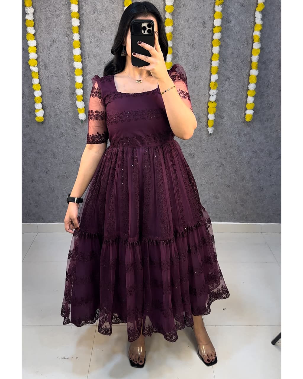 heavy net trending  frock