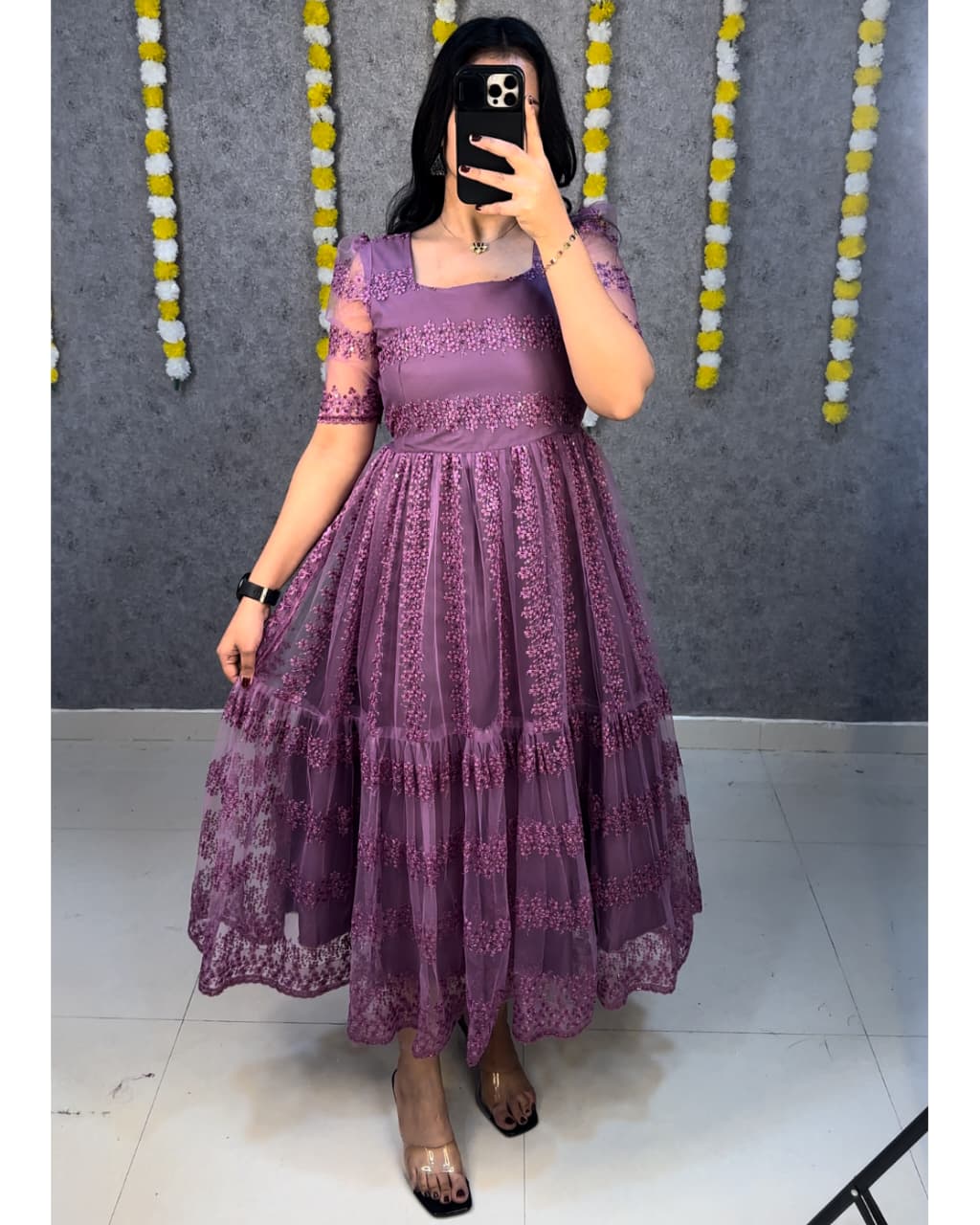 heavy net trending  frock