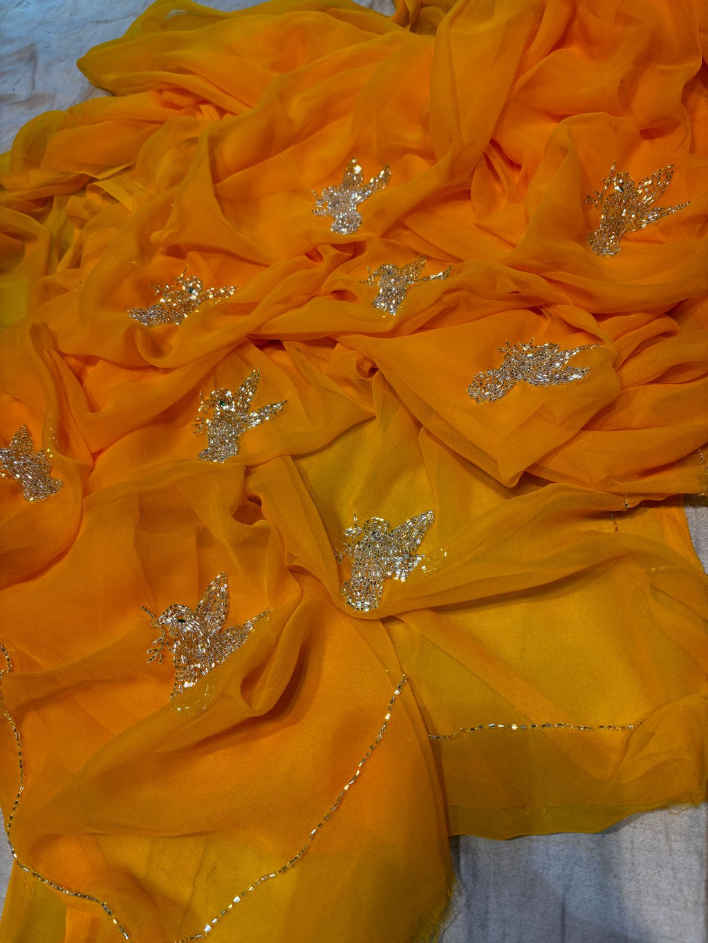 HALF PURE SHIFFON SAREE