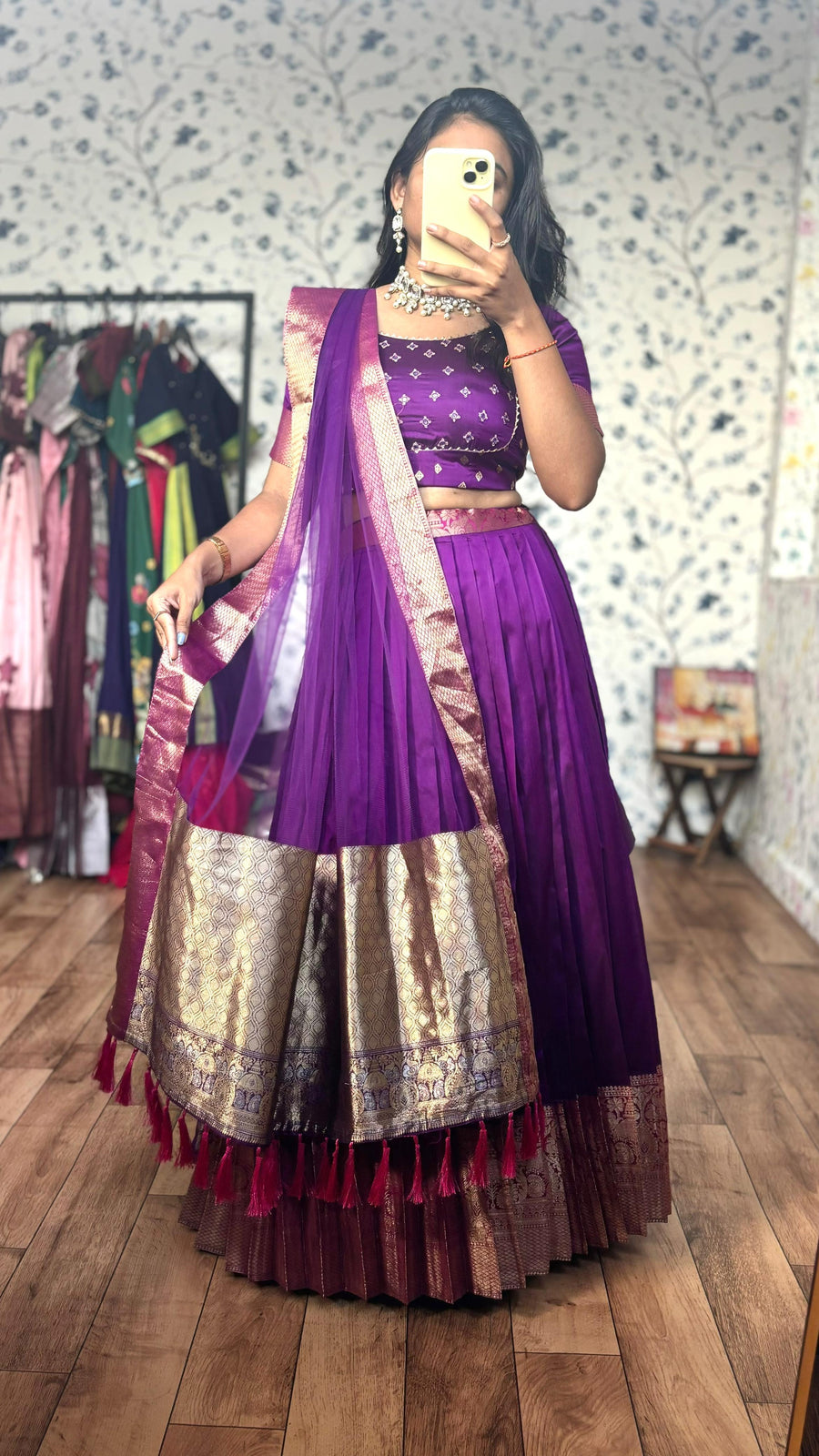 Maggam Pattu Lehenga