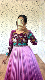 Elegant Wine & Pink Shaded Dress