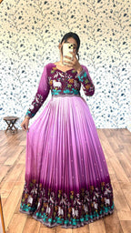 Elegant Wine & Pink Shaded Dress