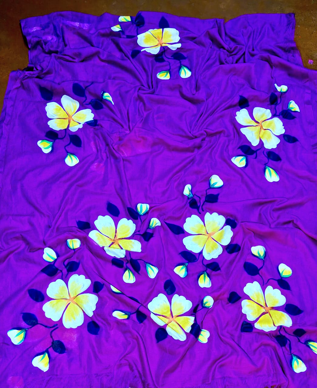 MUL COTTON HAND PAINTING SAREE