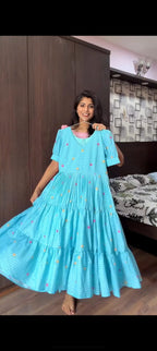 Mul chanderi frocks                    C999