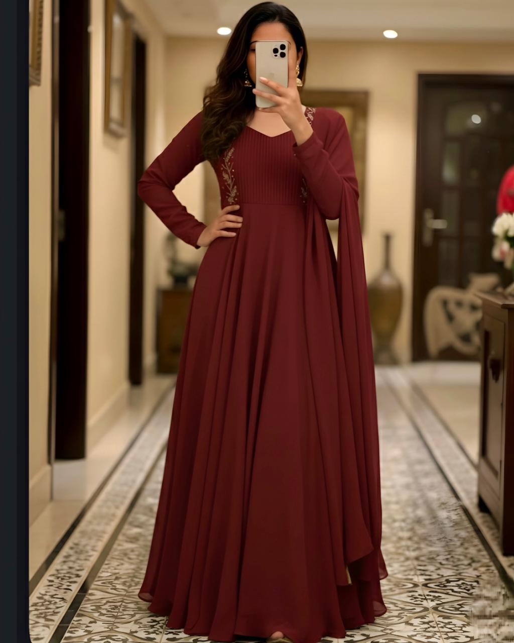Faux  Georgette  work gown.    L00223