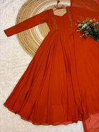 Faux  Georgette  work gown.    L00223