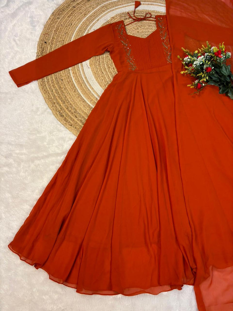 Faux  Georgette  work gown.    L00223