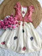 Khadi cotton with butterfly embroidery work  kid666