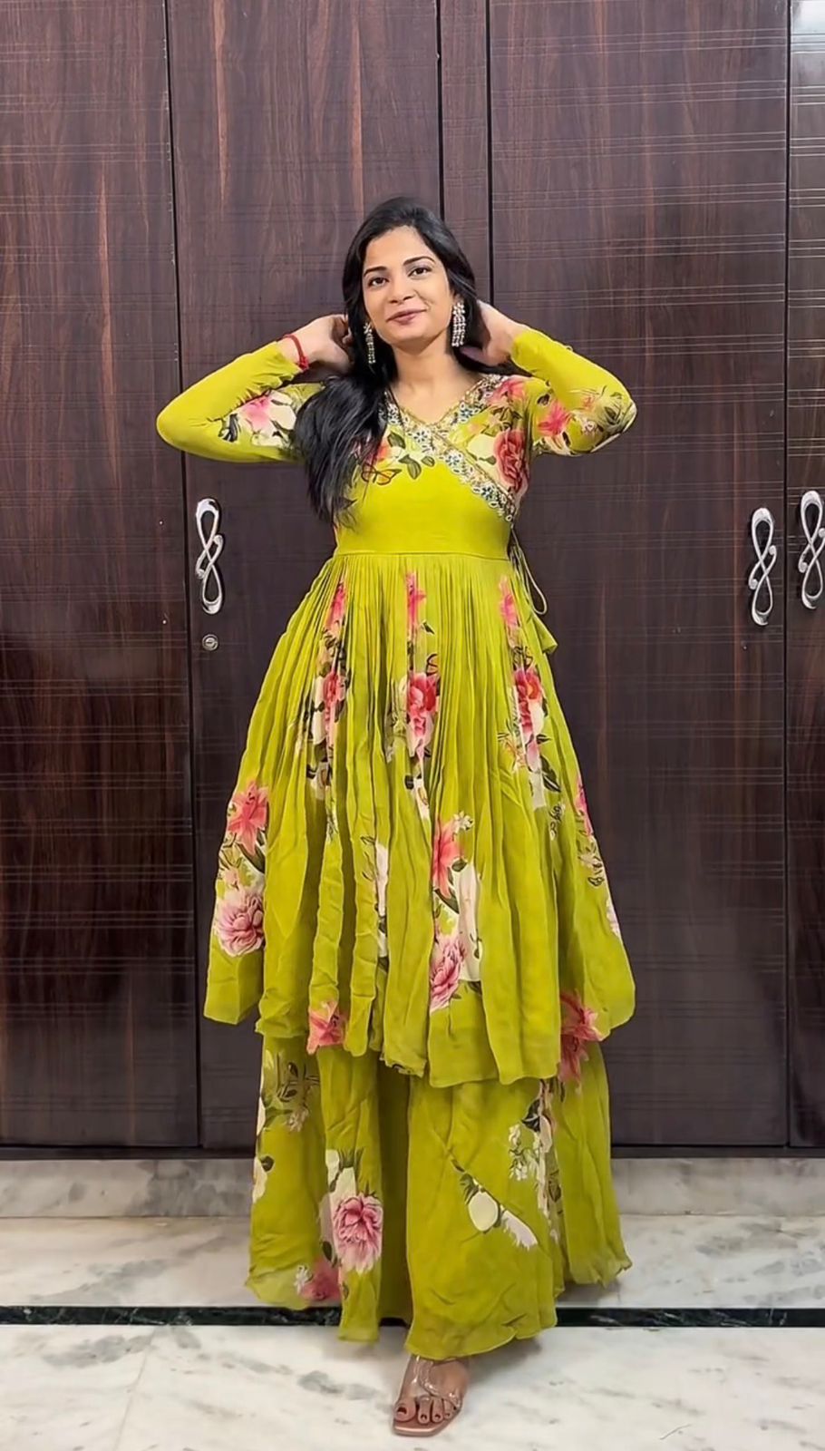 Aditi Rao Celebrity Inspired Floral Kurta Palazzo Set
