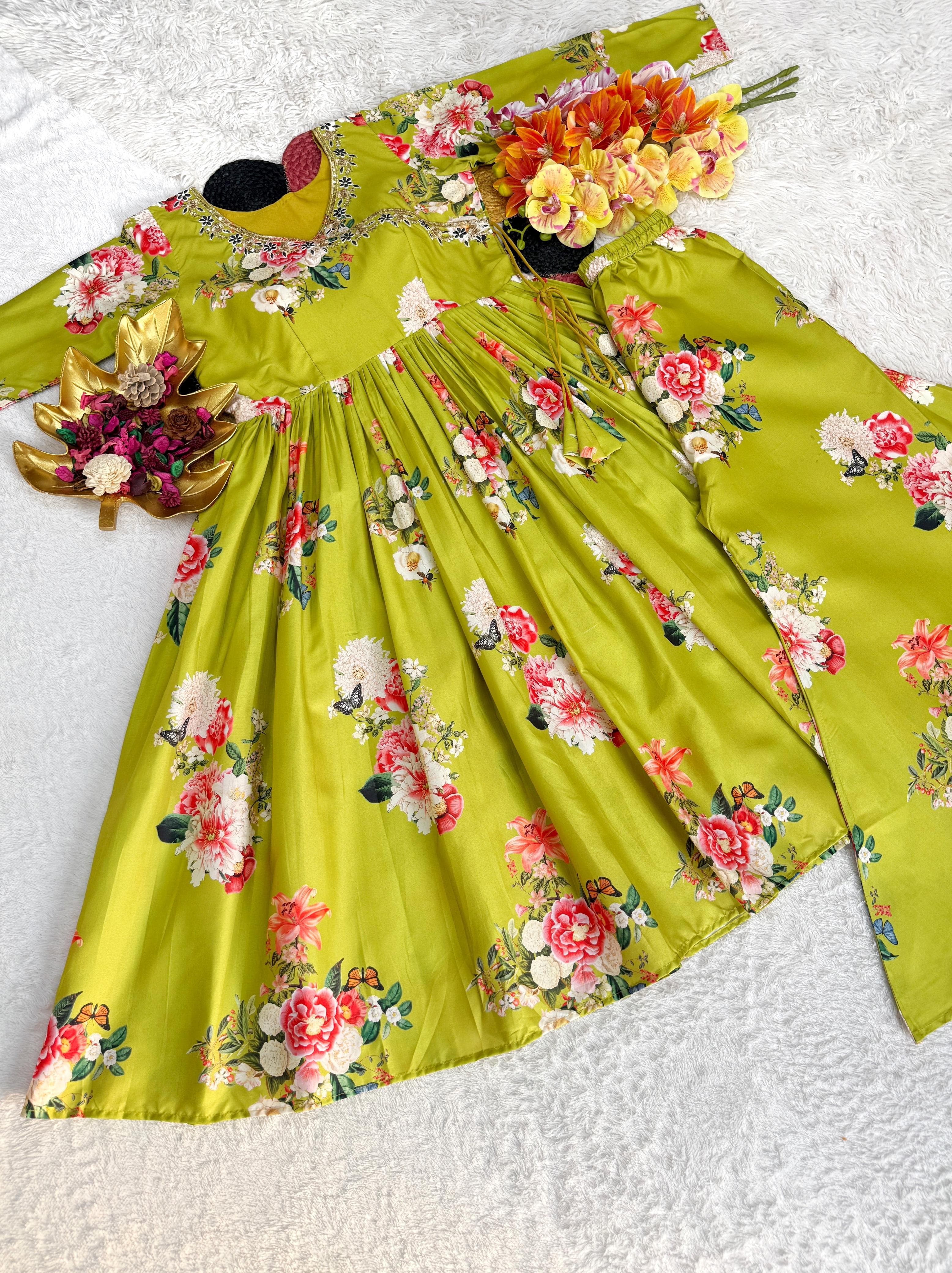 Aditi Rao Celebrity Inspired Floral Kurta Palazzo Set