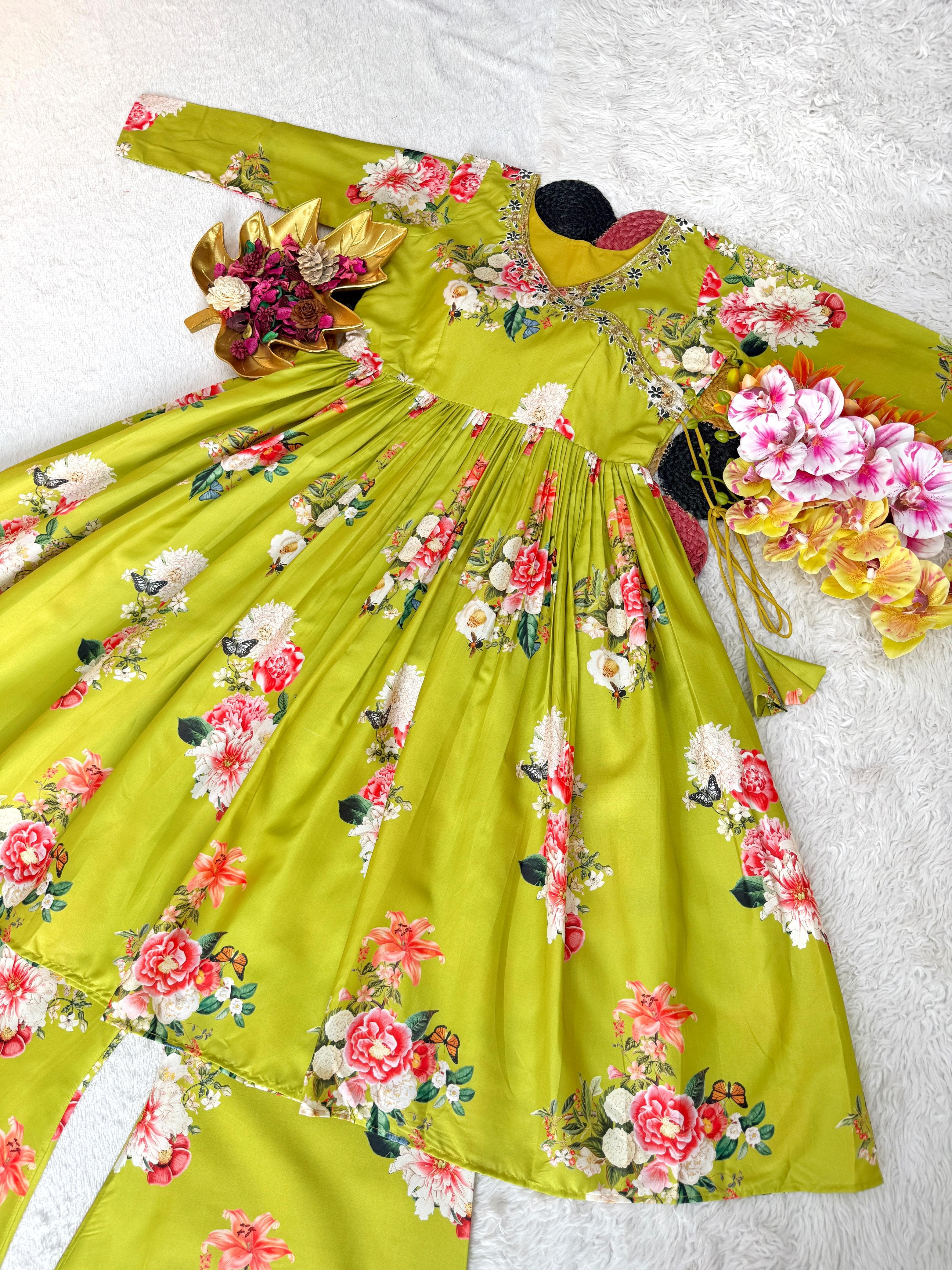 Aditi Rao Celebrity Inspired Floral Kurta Palazzo Set
