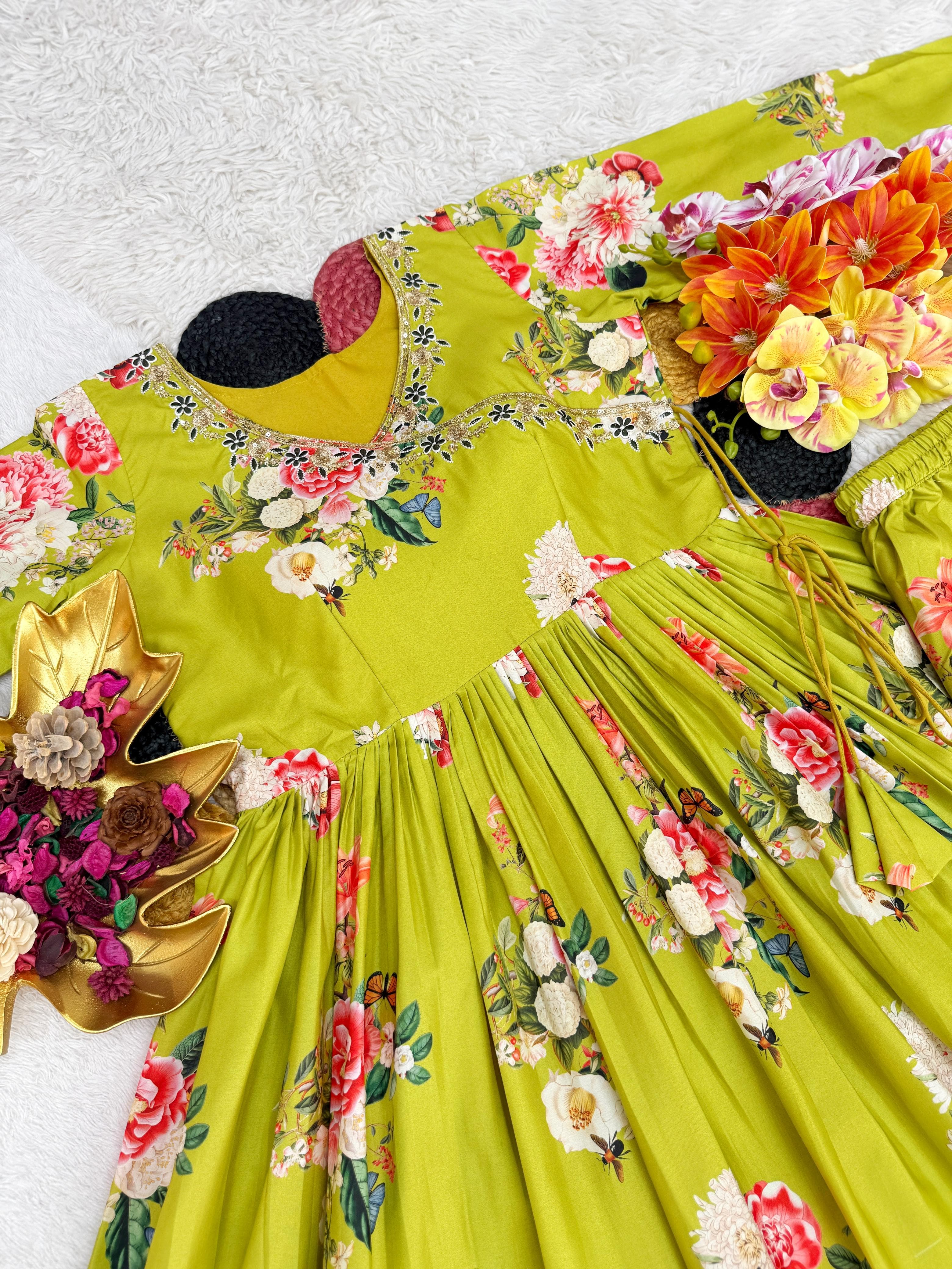 Aditi Rao Celebrity Inspired Floral Kurta Palazzo Set