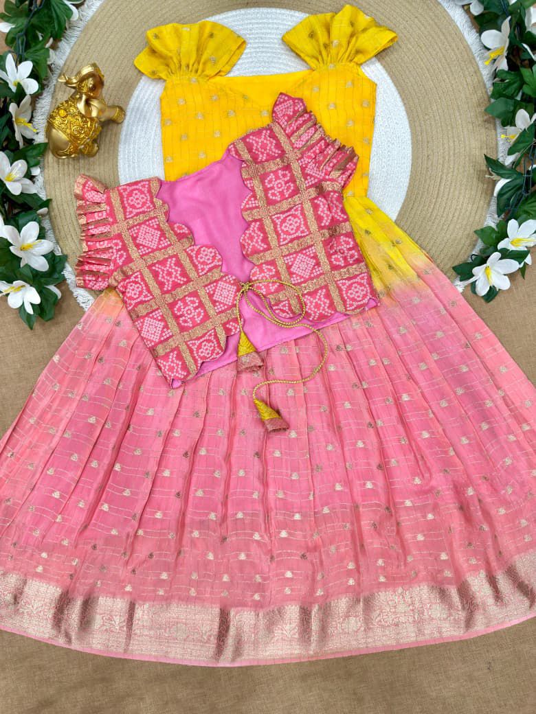 Bandhani Padding Kids Coat-Gown