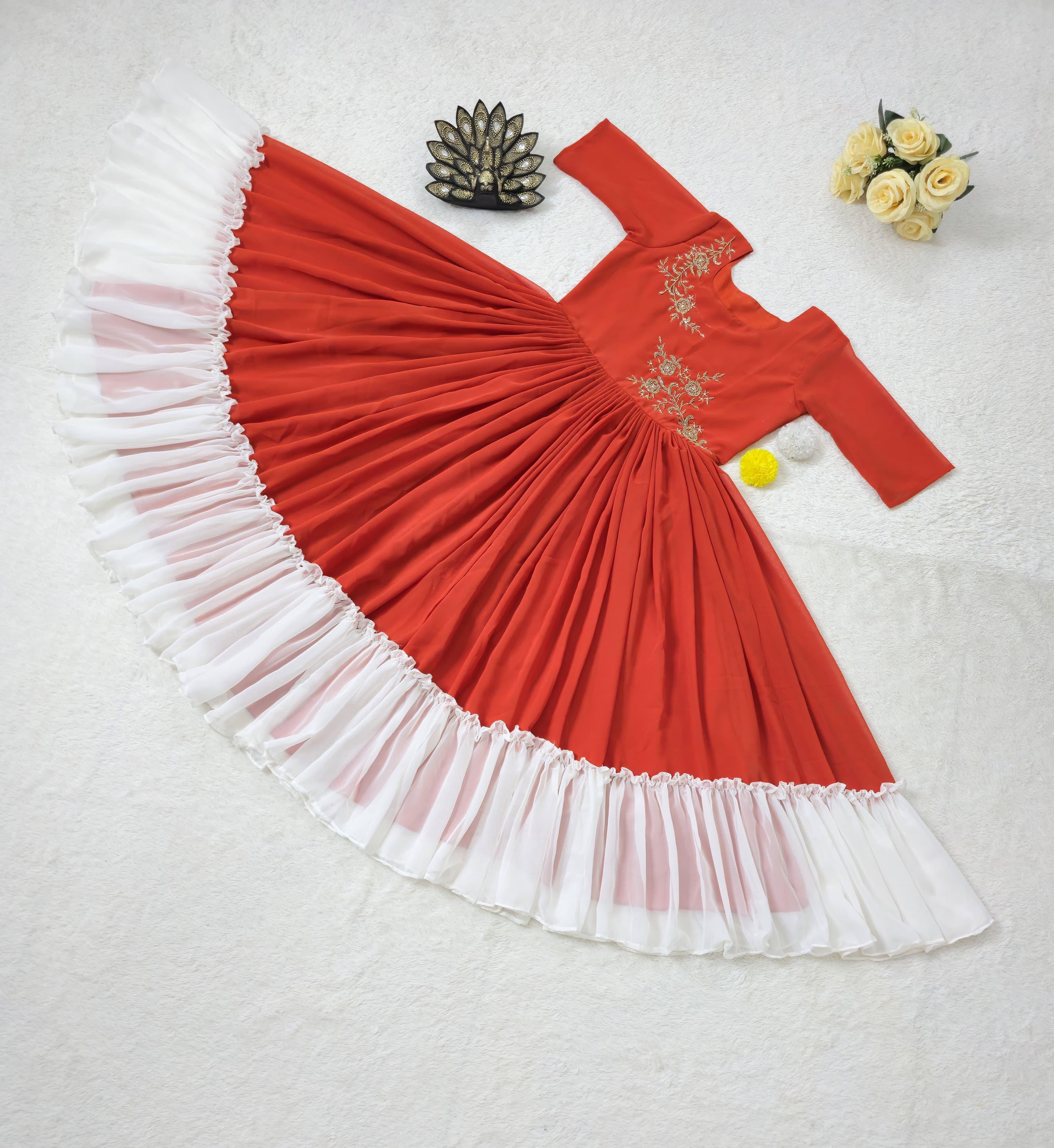 Fux Georgette  Hand work Midi Dress.