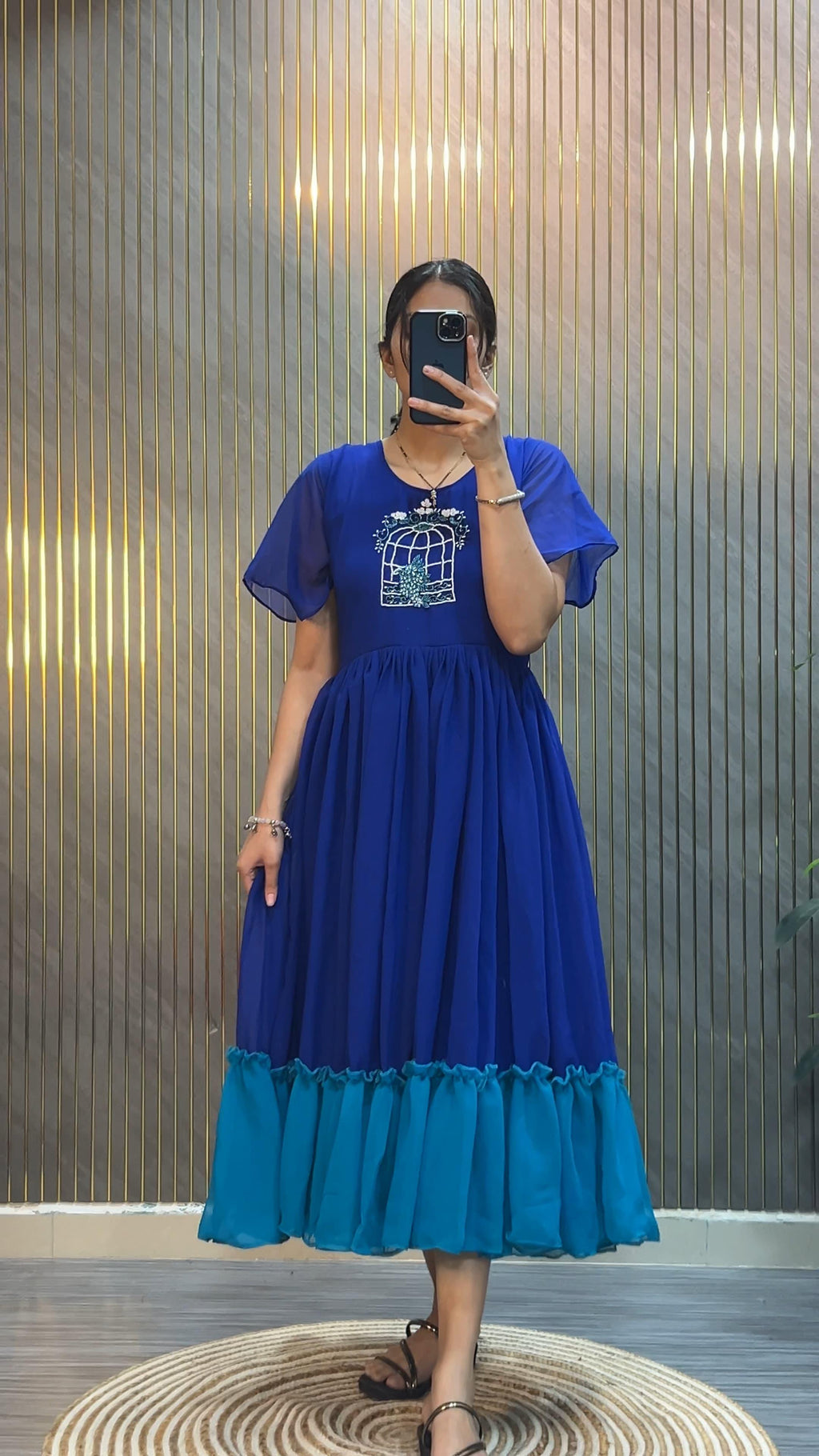 Fux Georgette  Hand work Midi Dress.