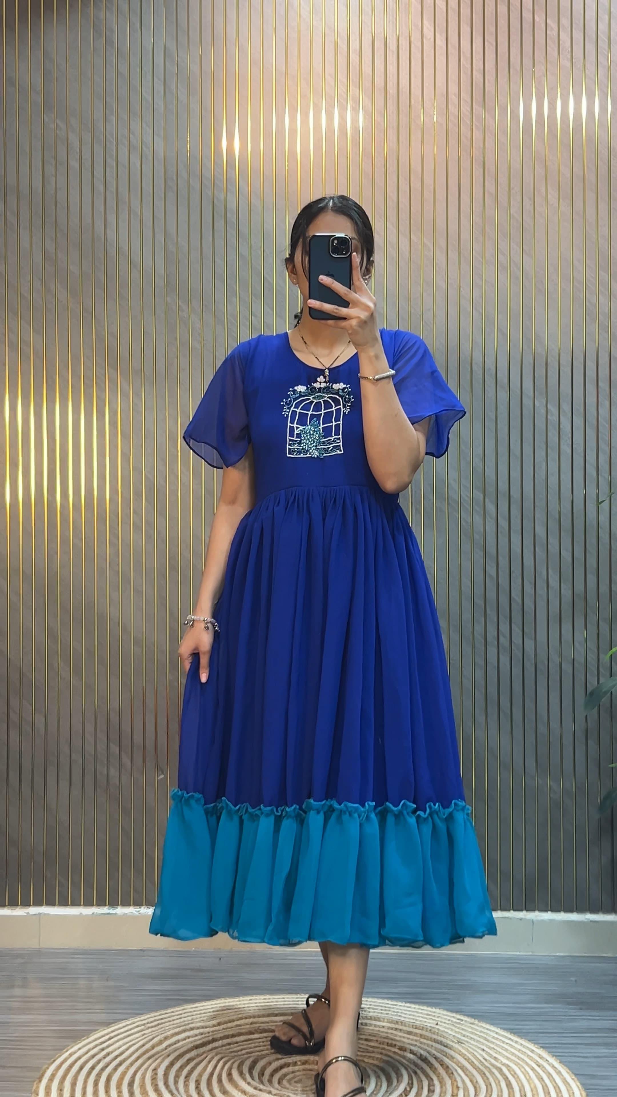 Fux Georgette  Hand work Midi Dress.