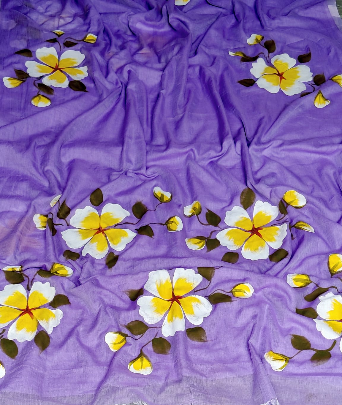 MUL COTTON HAND PAINTING SAREE