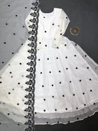 Kota Check Embroidered Anarkali