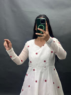 Kota Check Embroidered Anarkali