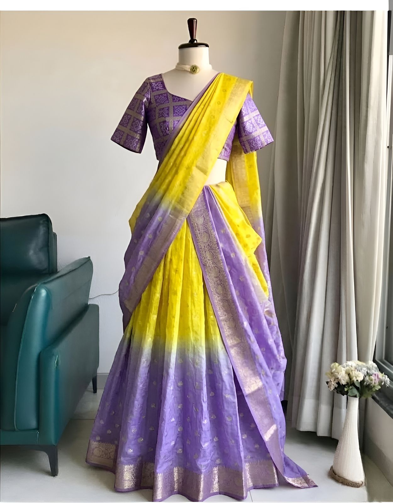 Pure chinnon  viscose  halfsaree  yodha7