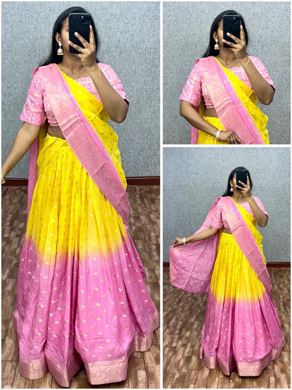 Pure chinnon  viscose  halfsaree  yodha7