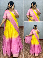 Pure chinnon  viscose  halfsaree  yodha7